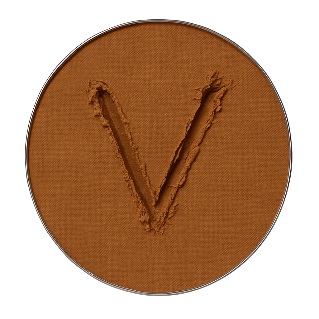 Powder foundation shade PF3K with Kaolin for natural oil absorption, deep golden tone, breathable matte finish, and comfortable shine control in warmth.